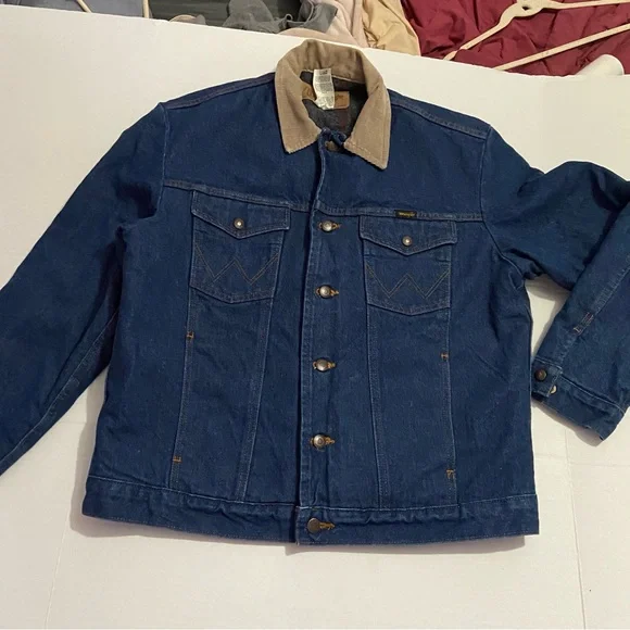 Vintage wrangler denim corduroy collar barn chore jacket coat blanket lined 40 - Picture 9 of 9